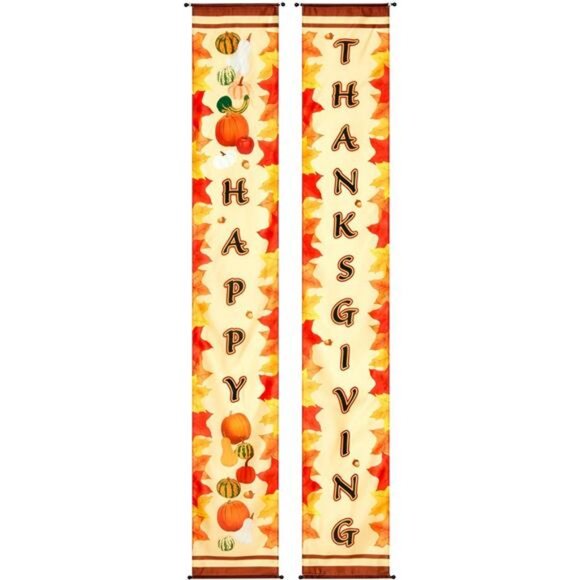 2-Piece Fabric Party Banner with Dowel, Thanksgiving, 84-Inches - Picture 1 of 6